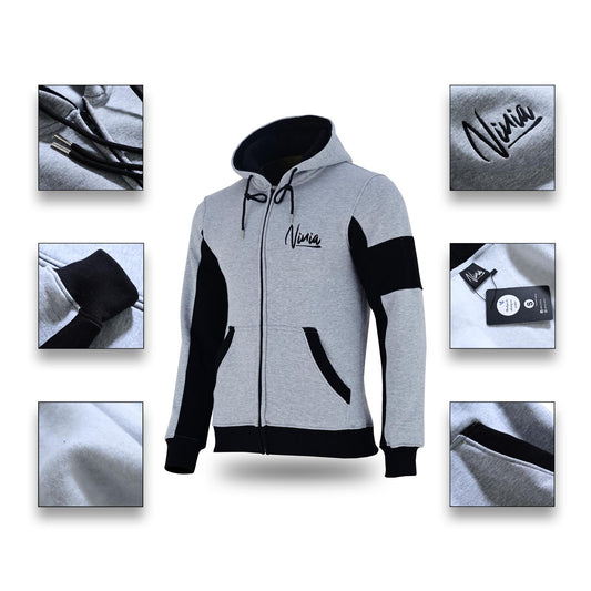 Men's Grey & Black Zip-Up Hoodie by NINIA