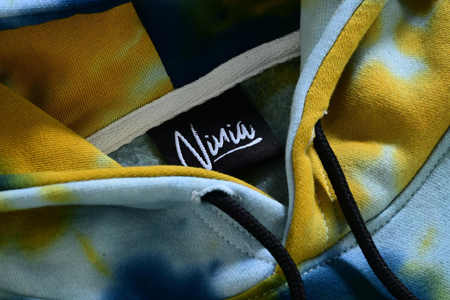 Tie-Dye Pullover Unisex Hoodie  – Vibrant Blue & Yellow by NINIA